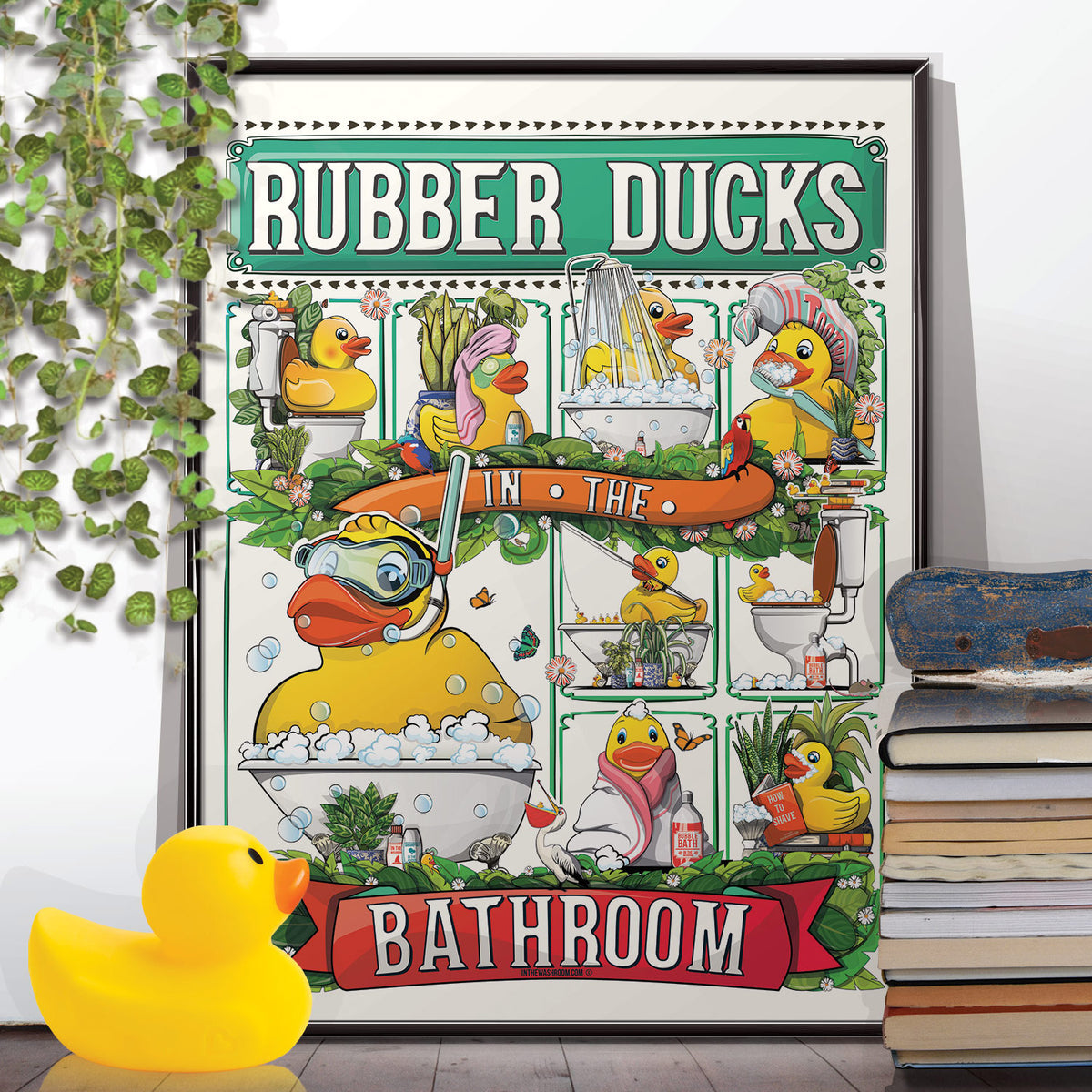 Rubber Ducks in the Bathroom, Toilet Humour, funny poster - wyatt9.com