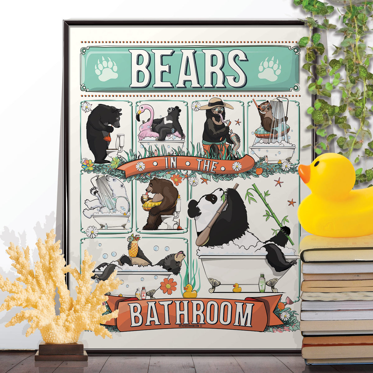 Poster of Bears using the Bathroom, Toilet Humour Poster - wyatt9.com