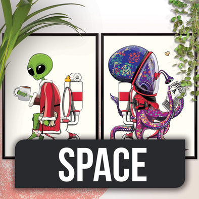 Space Art Bathroom Posters