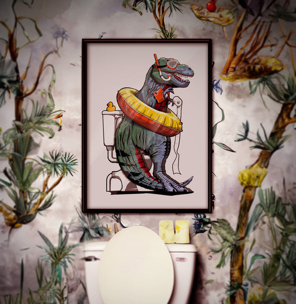 Tyrannosaurus Rex on the toilet poster.