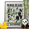 Panda Bears in the Bathroom, funny toilet poster, wall art home decor print