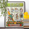 Sloths in the Bathroom, funny toilet poster, wall art home decor print