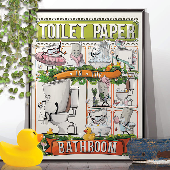 Toilet Paper in the Bathroom, funny toilet poster, wall art home decor print