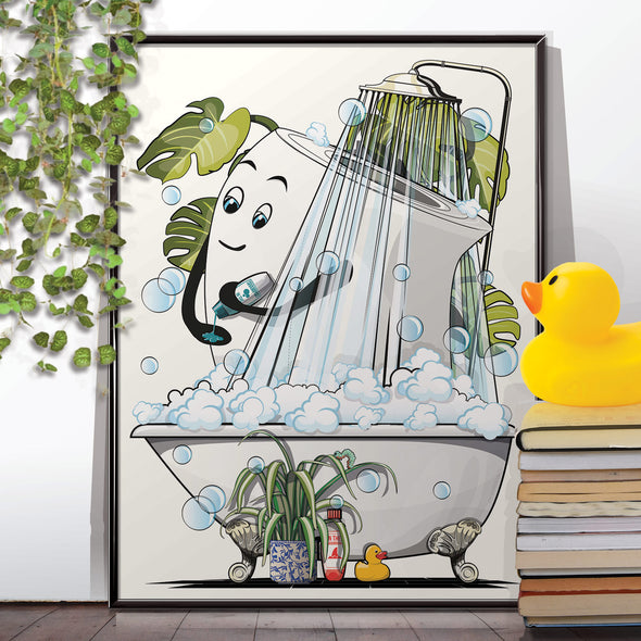 Toilet Roll in the Shower,  Bathroom Poster, funny toilet wall art home decor print