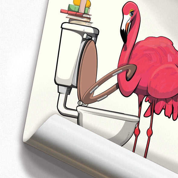 Flamingo Head in Toilet seat in the Bathroom