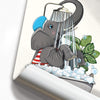 Elephant in the Shower, funny bathroom wall art home decor print