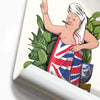 Churchill in Union Jack Towel, funny toilet poster, wall art home decor print