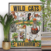 Wild Cats in the Bathroom, funny toilet poster, wall art home decor print