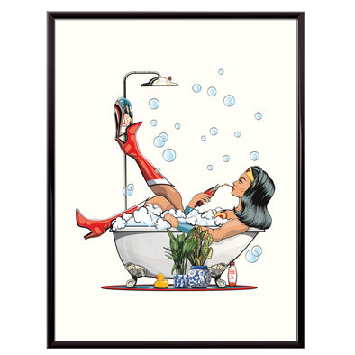 Wonder Woman in the Bath, poster for your bathroom