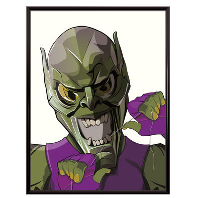 Spiderman's, Supervillain Green Goblin Cleaning teeth, poster for your bathroom