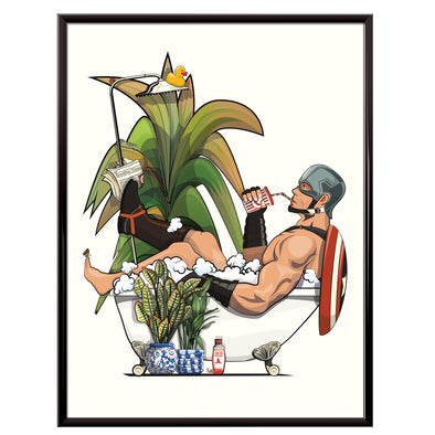 Captain America in the Bath, poster for your bathroom