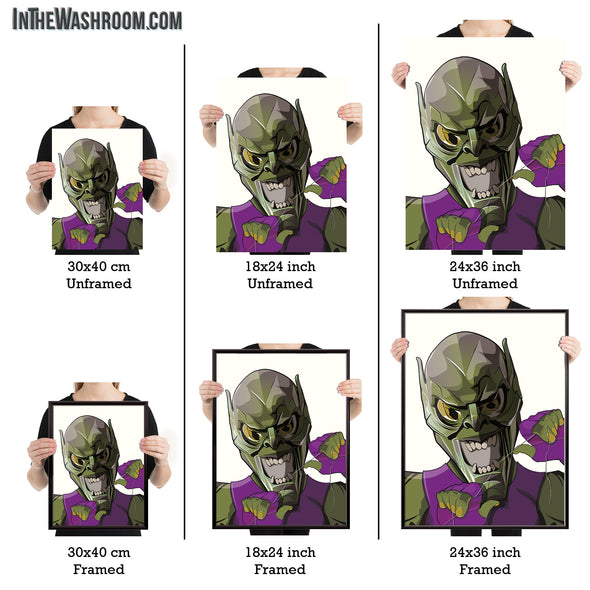 Spiderman's, Supervillain Green Goblin Cleaning teeth, poster for your bathroom