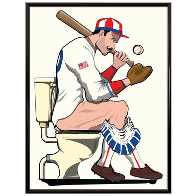 Baseball Player on the toilet Poster