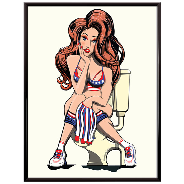 Cheerleader on the toilet Poster