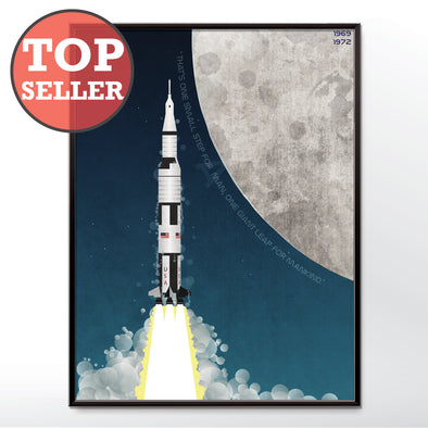 Nasa Apollo Program Saturn V Rocket Poster Framed in three sizes 30x40cm, 18x24 inches, or 24x36 inches
