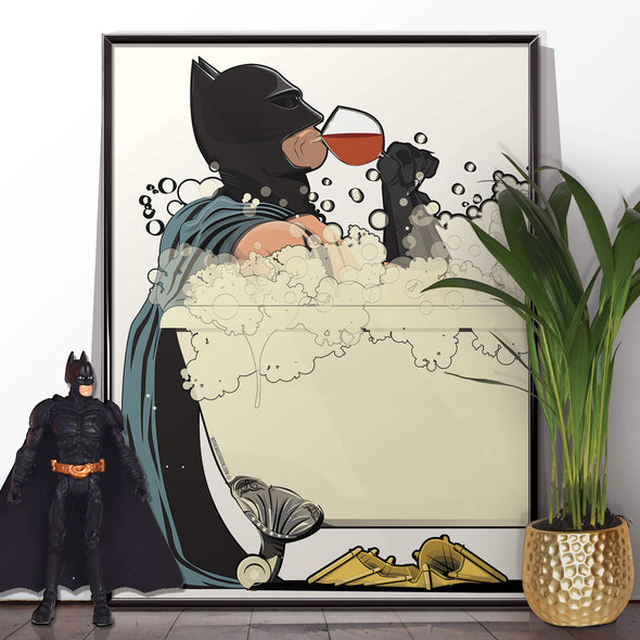 Batman in Bath Bathroom Poster