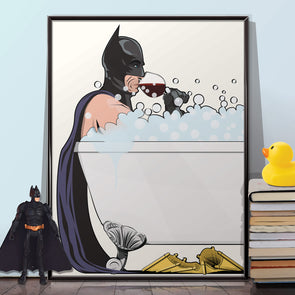 Batman in Bath Bathroom Poster