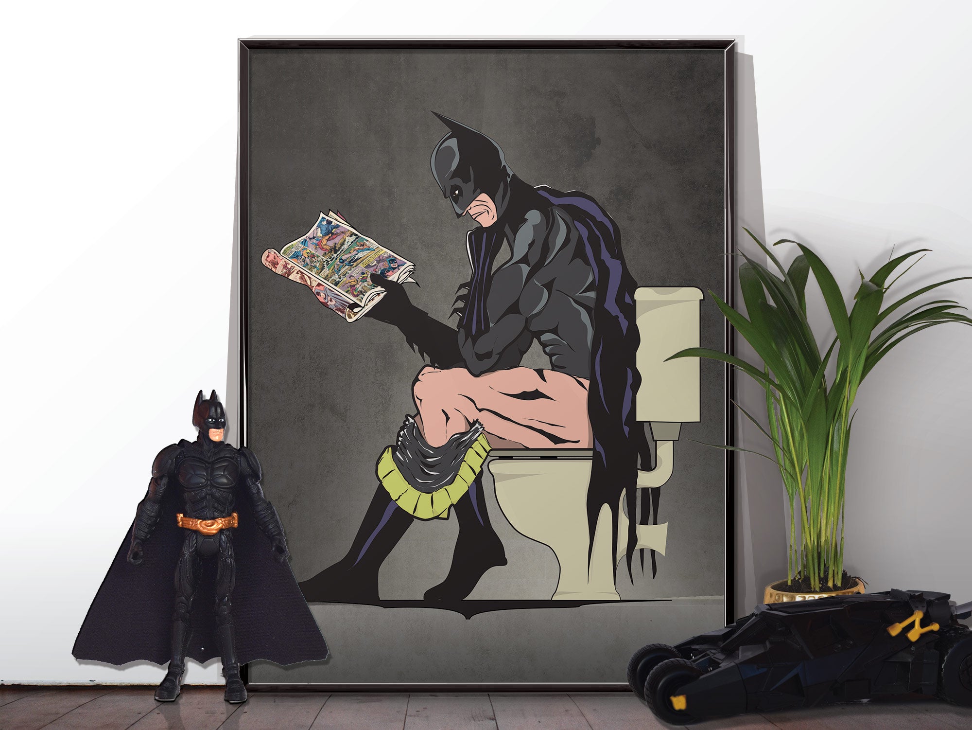Batman Potty Batman on the Toilet Humour Poster - wyatt9.com