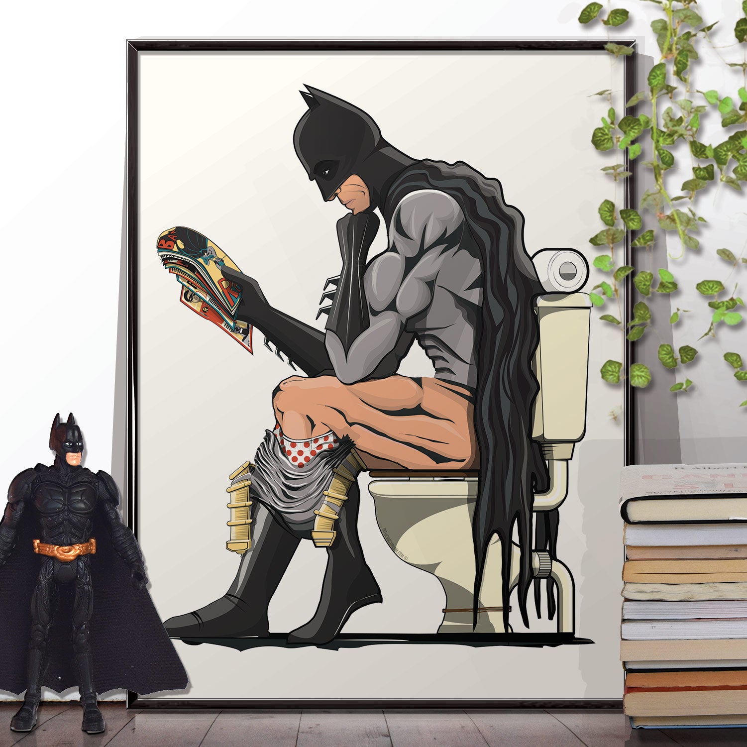 Batman on the Toilet Funny Bathroom Poster 