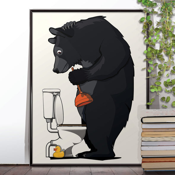 Black Bear unblocking Toilet