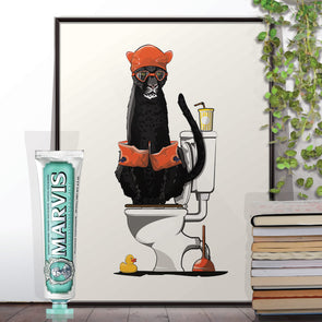 Black Panther on the Toilet