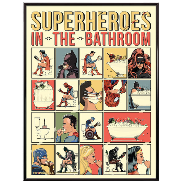 Superheroes in the Bathroom Poster