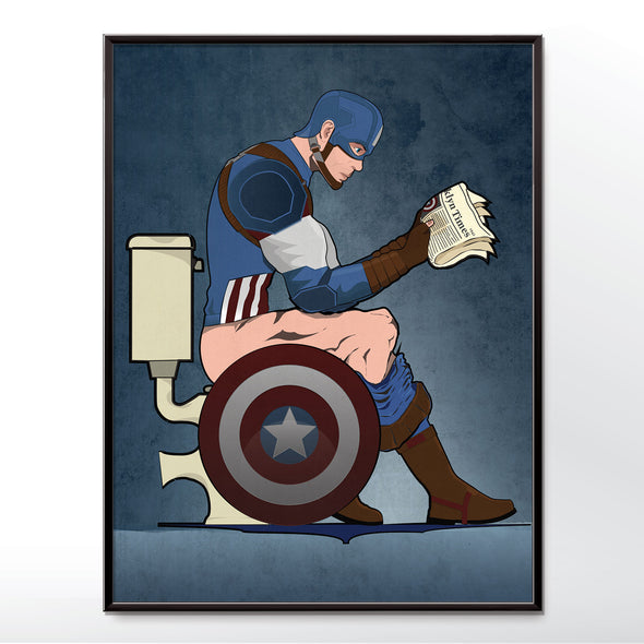 Captain America bathroom wall art poster. wyatt9.com