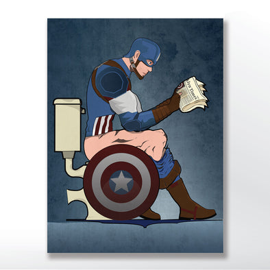 Captain America on the Toilet Bathroom Poster - wyatt9.com