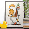 Cat drinking toilet water, Bathroom Poster
