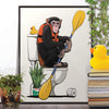 Chimp on the Toilet, funny bathroom poster, home decor print