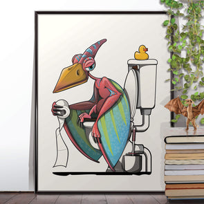 Dinosaur Pterodactyl Toilet Poster