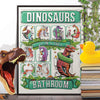 Dinosaurs using Bathroom Poster