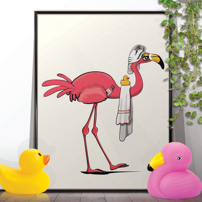 Flamingo Bathroom Poster