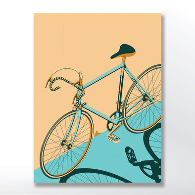 Blue Bicycle Poster Isometric and unframed in three sizes 30x40cm, 18x24 inches, or 24x36 inches