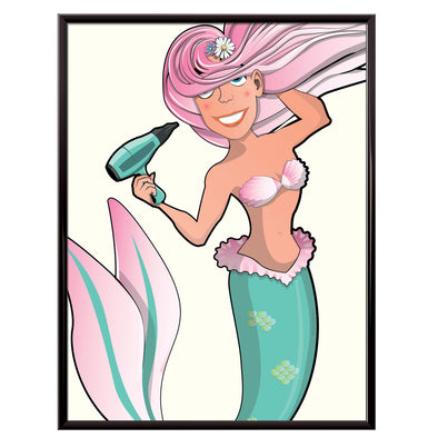 Mermaid hair drying poster