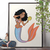 Mermaid doing her makeup poster