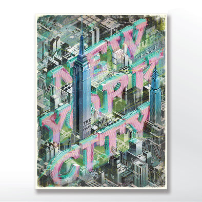 Vintage New York City Poster Framed in three sizes 30x40 cm, 18x24 inches, 24x36 inches. 