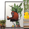 Orangutan on the Toilet, funny bathroom poster, home decor print