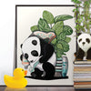 Baby Panda Cleaning teeth, funny bathroom poster, wall art home decor print