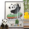Panda Bear in the Shower,  funny bathroom poster, wall art home decor print
