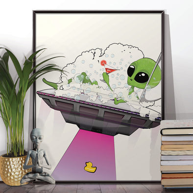 Space Alien in the Bath Poster