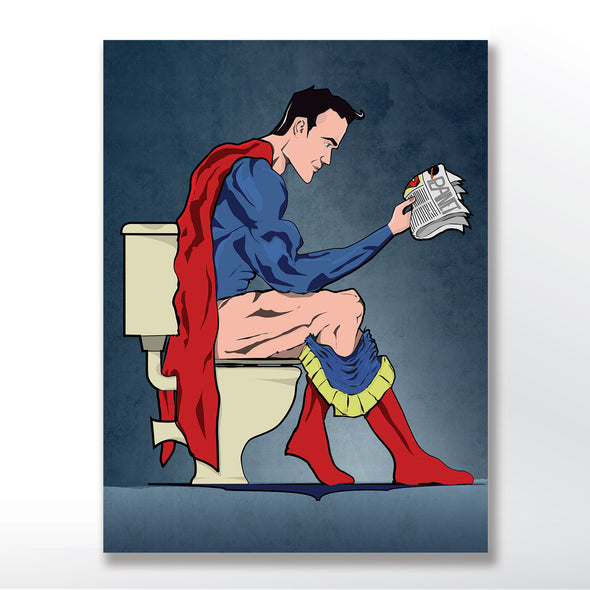 superman on the toilet bathroom poster wall art print - wyatt9.com