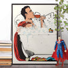 Superman in the bath Bathroom Poster