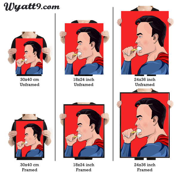 superman brushing his teeth bathroom poster wall art print from wyatt9.com