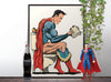 Superman on the toilet Bathroom Poster