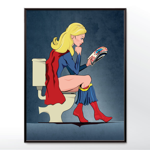 supergirl toilet bathroom poster wall art print by wyatt9.com