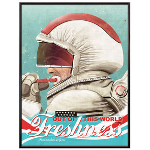 Astronaut Brushing Teeth Bathroom Poster