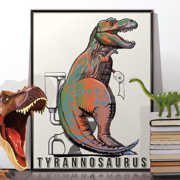 Tyrannosaurus Rex on the toilet poster.