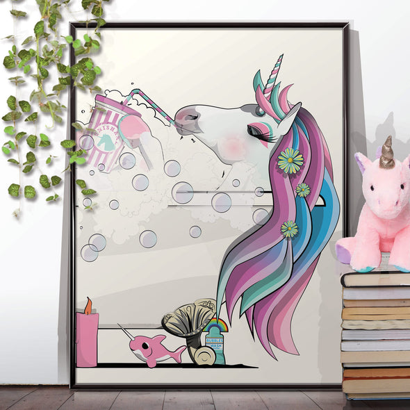 Unicorn in the bath print