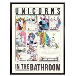 Unicorns in the bathroom poster